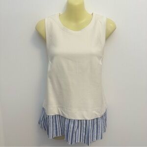 Anthropologie Sleeveless White and Blue Striped Layered Top
